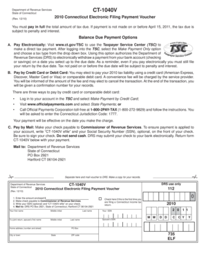 Connecticut Electronic Filing Payment Voucher