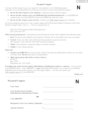 Wisconsin Support Payment Coupon