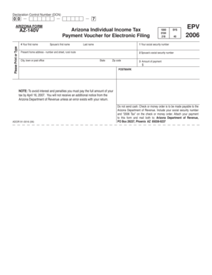 Arizona Individual Income Tax Payment Voucher