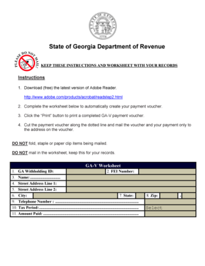Georgia GA-V Withholding Payment Voucher