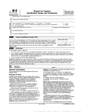 Form W-9 Request for Taxpayer Identification Number and Certification