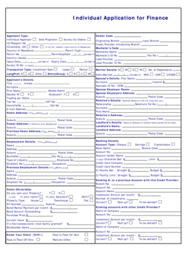 Individual Application for Finance