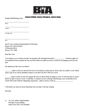 Child Rearing Leave Letter