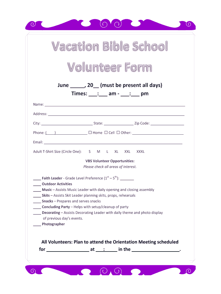 vbs registration form Preview on Page 1.