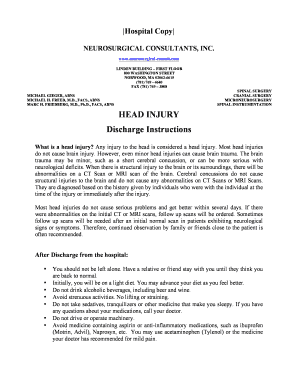 Head Injury Discharge Instructions