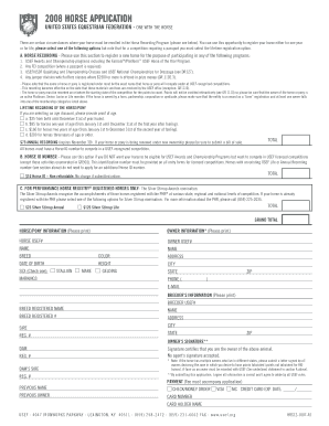 2008 Horse Application