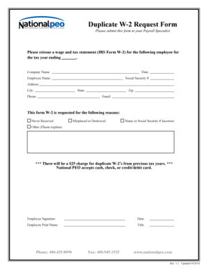 Duplicate W-2 Request Form