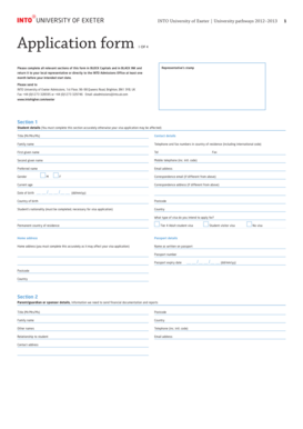 INTO University of Exeter Application Form