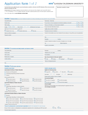 INTO Glasgow Caledonian University Application Form