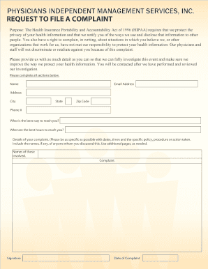 HIPAA Privacy Complaint Form