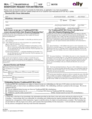 Traditional IRA Beneficiary Request for Distribution
