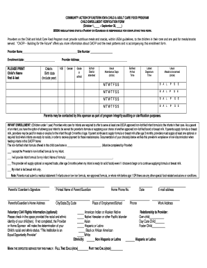 Child Enrollment Verification Form
