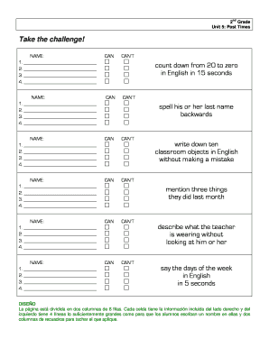 English Language Challenge Form