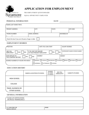 Employment Application Form