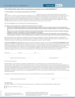 Danske Bank Fax and Email Indemnity