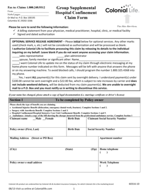 Colonial Life Insurance Claim Form