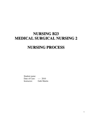 Medical Surgical Nursing Process Form