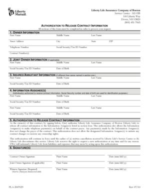 Authorization to Release Contract Information