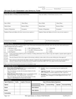 Options Client Agreement and Approval Form