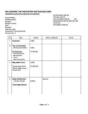NYS Uniform Fire Prevention and Building Code