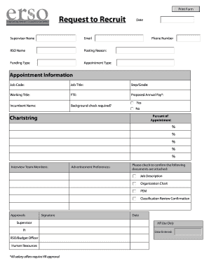 Request to Recruit Date Form