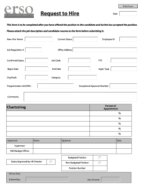 Request to Hire Date Form