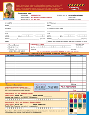 Learning ZoneXpress Order Form