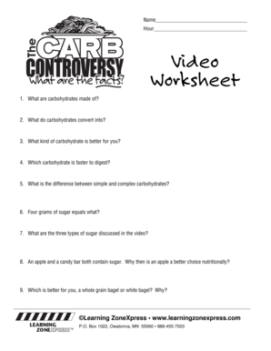 Carbohydrates Worksheet