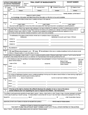 Affidavit Disclosing Care or Custody Proceedings