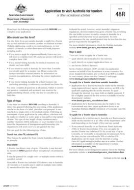 Australia Tourist Visa Application Form 48R