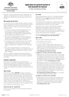 Australia Tourist Visa Application Form 48R