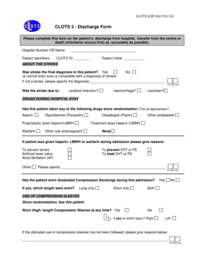CLOTS 3 Discharge Form