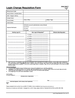 Login Change Requisition Form