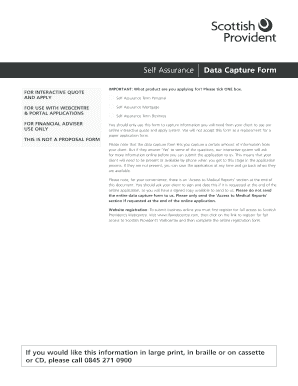 Self Assurance Data Capture Form