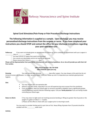 Spinal Cord Stimulator Discharge Instructions