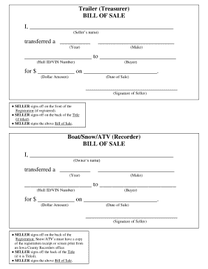 Trailer Bill of Sale