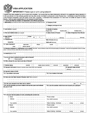Russian Visa Application Form