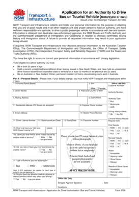 NSW Driver Authorisation Application