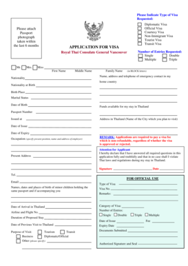 Royal Thai Consulate General Visa Application