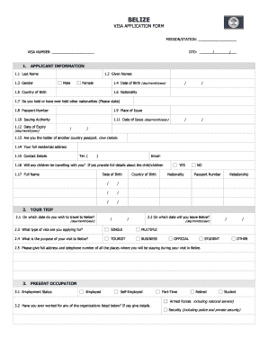 Belize Visa Application Form