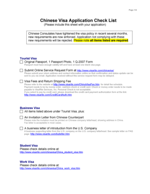 Chinese Visa Application Checklist