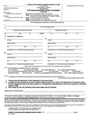Santa Barbara County Fictitious Business Name Statement