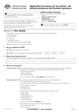 Australian Luxury Car Tax Refund Application