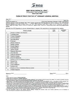 SBI Holdings Proxy Form