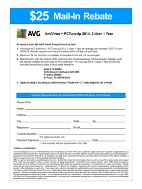 AVG AntiVirus Rebate Form