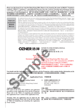 Hong Kong Offer Shares Application Form