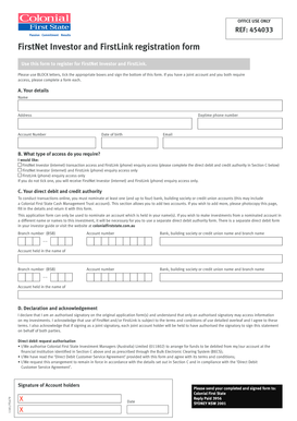 FirstNet Investor and FirstLink Registration Form