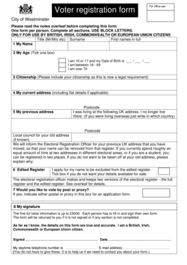 UK Voter Registration Form