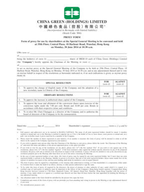 China Green Proxy Form