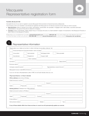 Macquarie Representative Registration Form
